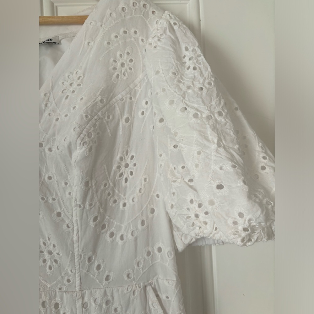 Express Eyelet Lace Puff Sleeve Romper White Size Large - Picture 5 of 14